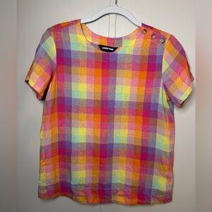 Lands' End Colorful Plaid Blouse Size XS